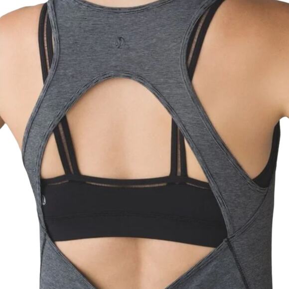 Lululemon Micro Stripe Black White Vitasea Go For It Cutout Dress - Picture 3 of 11